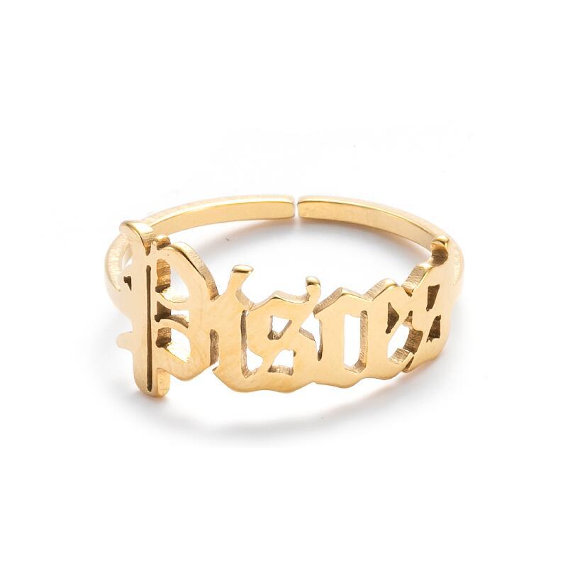 Wholesale Stainless steel retro twelve zodiac simple open ring